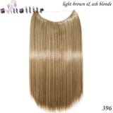 S-noilite 20Inches Synthetic Natural Hair Invisible Wire In Hair Extensions No Clip With Secrect Line Easy Attach Hairpiece