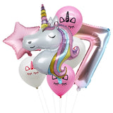 6pcs Rainbow Gradient Unicorn Party Balloon 32 inch Number Birthday Party Decorations Kids Unicorn Party Wedding Balloons Globos