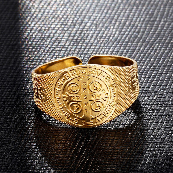 Gold Silver Plated Religion Cross Rings for Women Men 316L Stainless Steel Open Adjustable Rings Fashion Jewelry Gift 2021