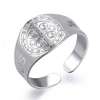 Gold Silver Plated Religion Cross Rings for Women Men 316L Stainless Steel Open Adjustable Rings Fashion Jewelry Gift 2021
