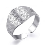 Gold Silver Plated Religion Cross Rings for Women Men 316L Stainless Steel Open Adjustable Rings Fashion Jewelry Gift 2021
