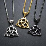 Lucky Triquetra Trinity Knot Charm Pendant Necklace Stainless Steel Irish Jewelry for Men Unisex
