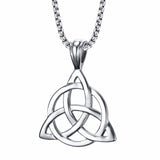 Lucky Triquetra Trinity Knot Charm Pendant Necklace Stainless Steel Irish Jewelry for Men Unisex