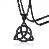 Lucky Triquetra Trinity Knot Charm Pendant Necklace Stainless Steel Irish Jewelry for Men Unisex