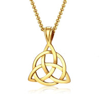 Lucky Triquetra Trinity Knot Charm Pendant Necklace Stainless Steel Irish Jewelry for Men Unisex