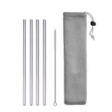 DEOUNY Metal Tubes With Bag And Cleaner Brush 304 Stainless Steel Reusable Straight Bent Cocktail Straws 11PCS Bar Accessories