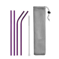 DEOUNY Metal Tubes With Bag And Cleaner Brush 304 Stainless Steel Reusable Straight Bent Cocktail Straws 11PCS Bar Accessories