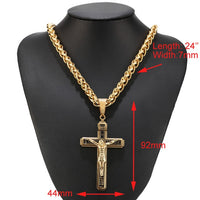High Quality Stainless Steel Gold Tone Multilayer Cross Christ Jesus Pendant Necklace Chains For Men Jewelry Gift