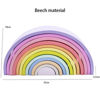Large Wooden Rainbow Stacker Natural Wooden Rainbow Blocks Wooden Stacking Toys Montessori Educational Toy for Kids Baby Toys
