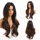ALAN EATON Long Ombre Light Ash Brown Blonde Wavy Wig Cosplay Party Daily Synthetic Wig for Women High Density Temperature Fibre