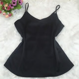 Solid Sleeveless Casual Tops V-Neck Female Vest  Women  Summer Silk Tank