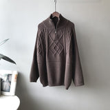 Women&#39;s Thick Warm Knitted Pullover Solid Long Sleeve Turtleneck Sweaters Half Zip Up Winter Coat Comfy Clothing C-295