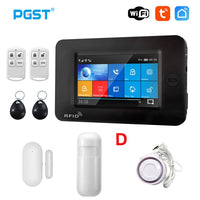 PGST 433MHz All Touch Screen Wireless WIFI GSM RFID Card Burglar Alarm System Smart Home Security DIY Alarm TUYA Smart Life