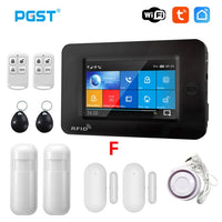 PGST 433MHz All Touch Screen Wireless WIFI GSM RFID Card Burglar Alarm System Smart Home Security DIY Alarm TUYA Smart Life