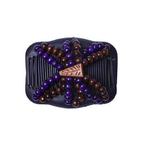 Butterfly Simulated Wood Bead Stretchy Hair Combs Double Magic Slide Comb Clip Hairpins For Women Clamp Pins Hair Accessories
