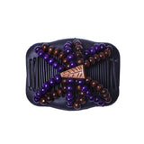 Butterfly Simulated Wood Bead Stretchy Hair Combs Double Magic Slide Comb Clip Hairpins For Women Clamp Pins Hair Accessories