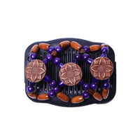Butterfly Simulated Wood Bead Stretchy Hair Combs Double Magic Slide Comb Clip Hairpins For Women Clamp Pins Hair Accessories