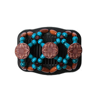 Butterfly Simulated Wood Bead Stretchy Hair Combs Double Magic Slide Comb Clip Hairpins For Women Clamp Pins Hair Accessories