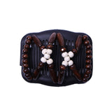 Butterfly Simulated Wood Bead Stretchy Hair Combs Double Magic Slide Comb Clip Hairpins For Women Clamp Pins Hair Accessories