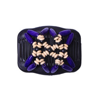 Butterfly Simulated Wood Bead Stretchy Hair Combs Double Magic Slide Comb Clip Hairpins For Women Clamp Pins Hair Accessories