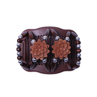 Butterfly Simulated Wood Bead Stretchy Hair Combs Double Magic Slide Comb Clip Hairpins For Women Clamp Pins Hair Accessories