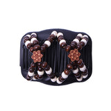 Butterfly Simulated Wood Bead Stretchy Hair Combs Double Magic Slide Comb Clip Hairpins For Women Clamp Pins Hair Accessories