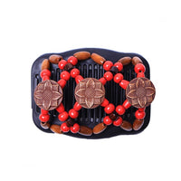 Butterfly Simulated Wood Bead Stretchy Hair Combs Double Magic Slide Comb Clip Hairpins For Women Clamp Pins Hair Accessories