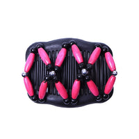 Butterfly Simulated Wood Bead Stretchy Hair Combs Double Magic Slide Comb Clip Hairpins For Women Clamp Pins Hair Accessories