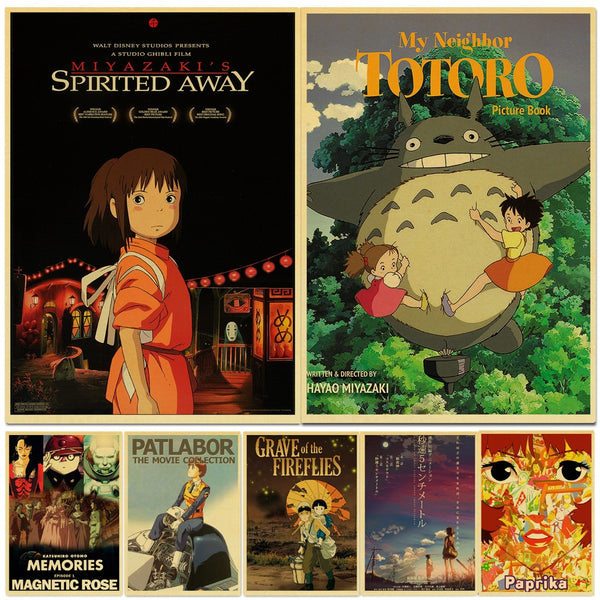 Anime Collection Miyazaki Hayao/Patlabor/Totoro Retro Kraft Paper Poster For Living Room Bar Decoration Stickers Wall Painting