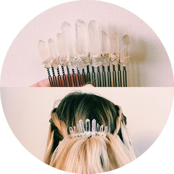 Crystal Hair Combs  Wedding Hair Accessories Bridal Hair Accessories Wedding Crystal Tiara Hair Combs Raw Quartz Headband