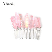 Crystal Hair Combs  Wedding Hair Accessories Bridal Hair Accessories Wedding Crystal Tiara Hair Combs Raw Quartz Headband