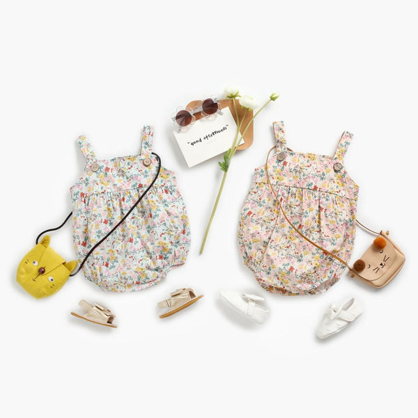 Sanlutoz Baby Girls Summer Sleeveless Bodysuits Cotton Baby Clothes Floral Princess Toddler Clothing