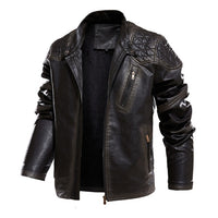 Spring Autumn Leather Jacket Men Vintage Style Motorcycle Jacket Stand Collar Biker Coat Men Retro Leather Coat Fashion Clothing