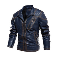 Spring Autumn Leather Jacket Men Vintage Style Motorcycle Jacket Stand Collar Biker Coat Men Retro Leather Coat Fashion Clothing