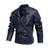 Spring Autumn Leather Jacket Men Vintage Style Motorcycle Jacket Stand Collar Biker Coat Men Retro Leather Coat Fashion Clothing