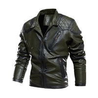 Spring Autumn Leather Jacket Men Vintage Style Motorcycle Jacket Stand Collar Biker Coat Men Retro Leather Coat Fashion Clothing