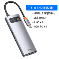 Baseus USB C HUB Type C to HDMI-compatible USB 3.0 Adapter 8 in 1 Type C HUB Dock for MacBook Pro Air USB C Splitter