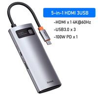 Baseus USB C HUB Type C to HDMI-compatible USB 3.0 Adapter 8 in 1 Type C HUB Dock for MacBook Pro Air USB C Splitter