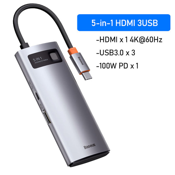 Baseus USB C HUB Type C to HDMI-compatible USB 3.0 Adapter 8 in 1 Type C HUB Dock for MacBook Pro Air USB C Splitter