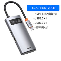 Baseus USB C HUB Type C to HDMI-compatible USB 3.0 Adapter 8 in 1 Type C HUB Dock for MacBook Pro Air USB C Splitter