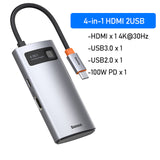 Baseus USB C HUB Type C to HDMI-compatible USB 3.0 Adapter 8 in 1 Type C HUB Dock for MacBook Pro Air USB C Splitter