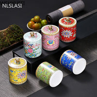 NLSLASI ceramics Tea Caddy Jar Box Travel Portable Tea Caddy Dried fruit spice jar Tea Storage Box Snack Jar Sealed jar