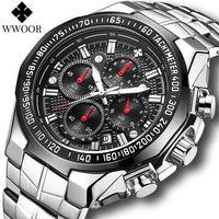 Sport Watches For Men WWOOR Top Brand Luxury Mens Military Quartz Watch Man Full Steel Waterproof Chronograph Clock Reloj Hombre