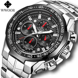 Sport Watches For Men WWOOR Top Brand Luxury Mens Military Quartz Watch Man Full Steel Waterproof Chronograph Clock Reloj Hombre