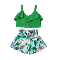 Sweet Toddler Baby Girl Kid Straped Ruffle Red Tops Watermelon Shorts Headwear Sunsuit Clothes Summer Girls Clothing 3PCS