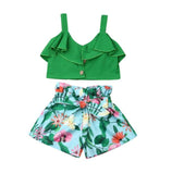 Sweet Toddler Baby Girl Kid Straped Ruffle Red Tops Watermelon Shorts Headwear Sunsuit Clothes Summer Girls Clothing 3PCS