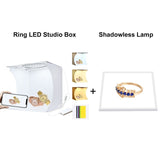 PULUZ 20cm Lightbox Photo Studio box+LED Photography Shadowless Light Lamp Panel Studio Shooting Tent Box Kit &amp;6 Color backdrops