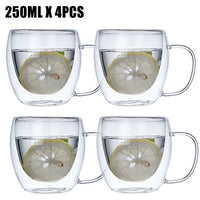 Transparent glass coffee cup milk whiskey tea beer double creative heat resistant cocktail Vodka wine mug Drinkware tumbler cups