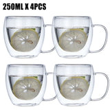 Transparent glass coffee cup milk whiskey tea beer double creative heat resistant cocktail Vodka wine mug Drinkware tumbler cups