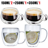 Transparent glass coffee cup milk whiskey tea beer double creative heat resistant cocktail Vodka wine mug Drinkware tumbler cups